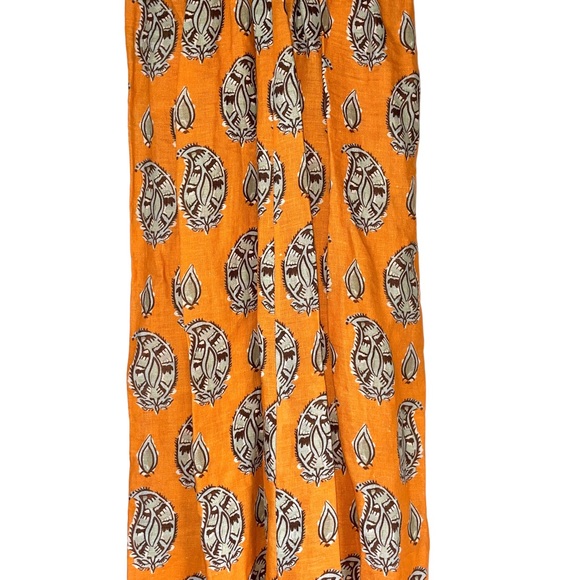 SOLD Johanna Ortiz Charisma of the Tropics Maxi Dress 100% linen orange 0 NWT - Picture 9 of 16